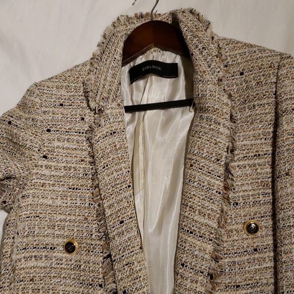 Zara Tweed blazer size M, gold/beije - Picture 2 of 4